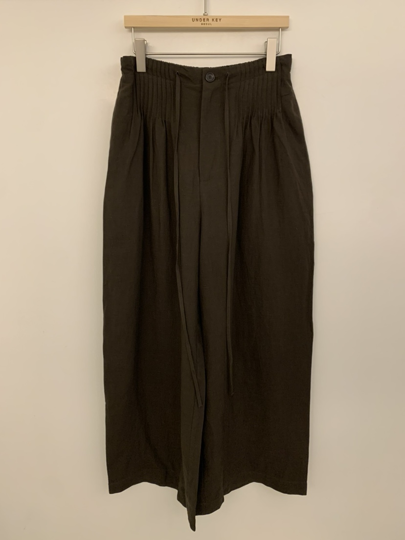 UNDER KEY韓國東大門代購女裝新品時尚休閑褲亞麻布褶裥UNDER KEY休閑褲圖色3棕色