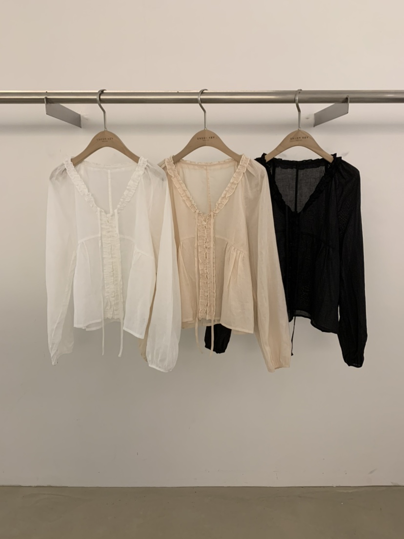 UNDER KEY韓國東大門直郵女士新款時尚襯衫蕾絲衫亞麻布UNDER KEY襯衫/蕾絲衫