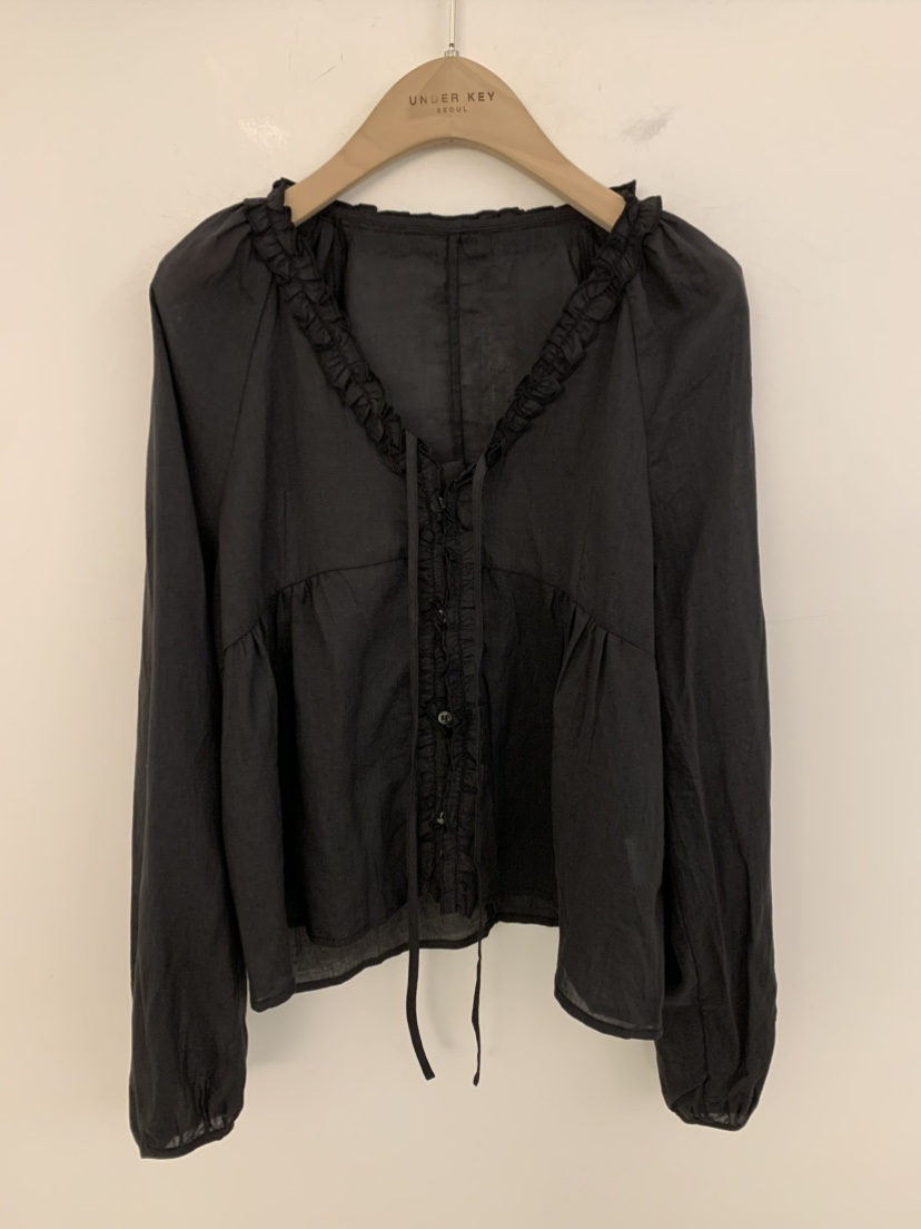 UNDER KEY韓國東大門直郵女士新款時尚襯衫蕾絲衫亞麻布UNDER KEY襯衫/蕾絲衫圖色2