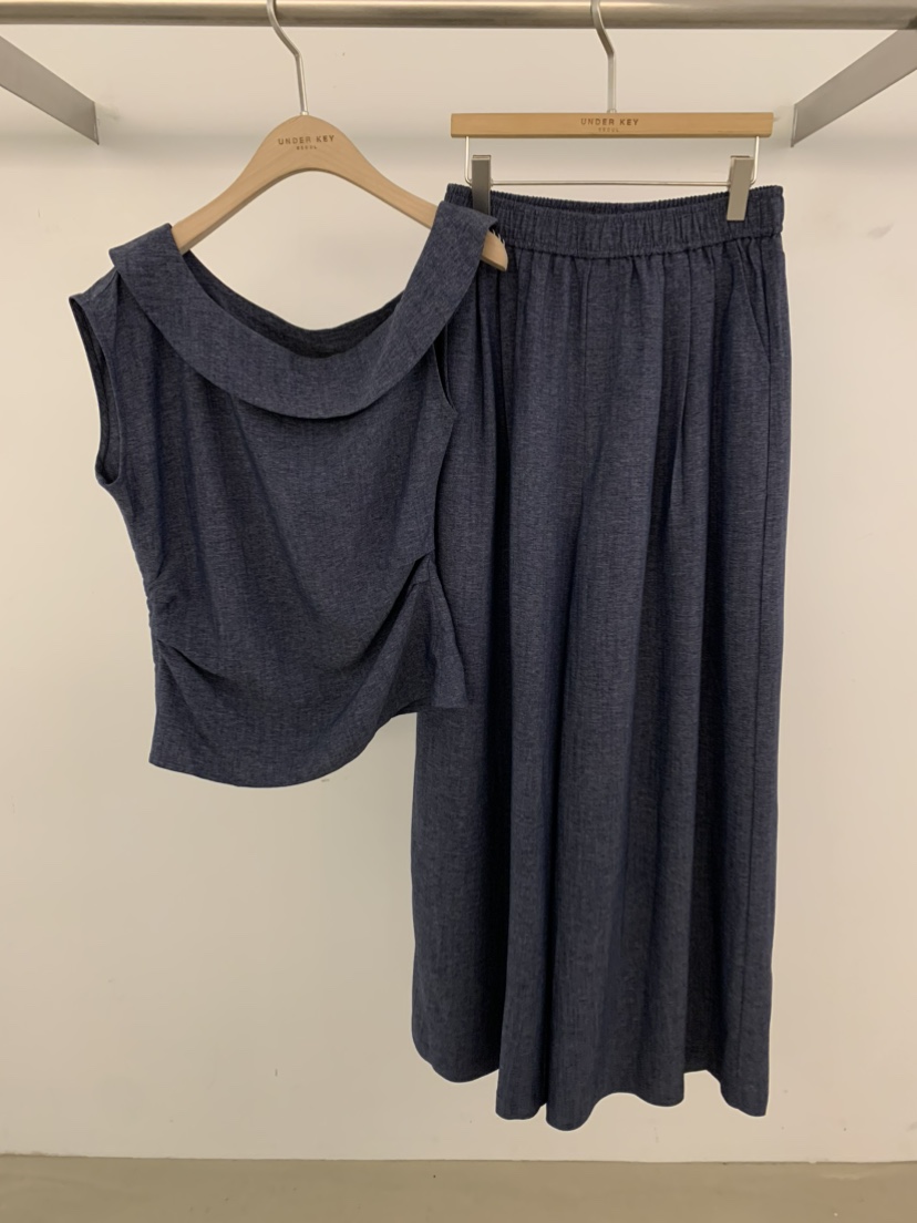 UNDER KEY韓國東大門直郵女裝新品休閑時尚人氣套裝亞麻UNDER KEY套裝圖色2