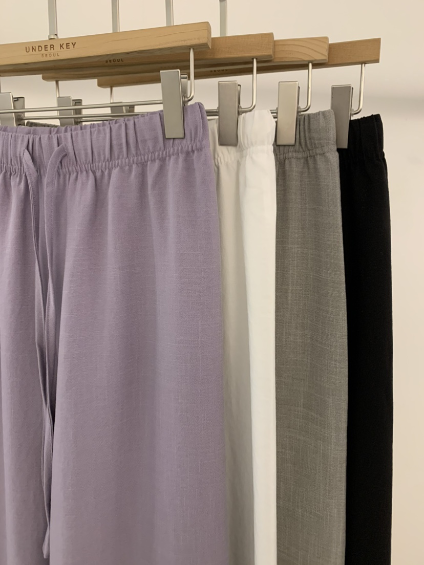 UNDER KEY韓國直郵實拍女裝新品26春夏人氣休閑褲亞麻布UNDER KEY休閑褲