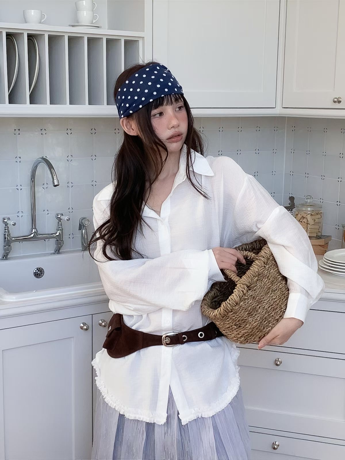 PEETS韓國東大門代購女士新款時尚推薦襯衫蕾絲衫不含腰包PEETS襯衫/蕾絲衫