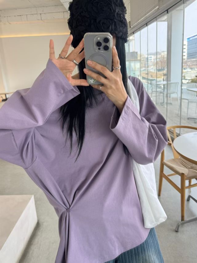 PEETS韓國直郵實拍女裝新品時尚26春夏熱賣休閑推薦長袖T恤PEETS長袖T恤