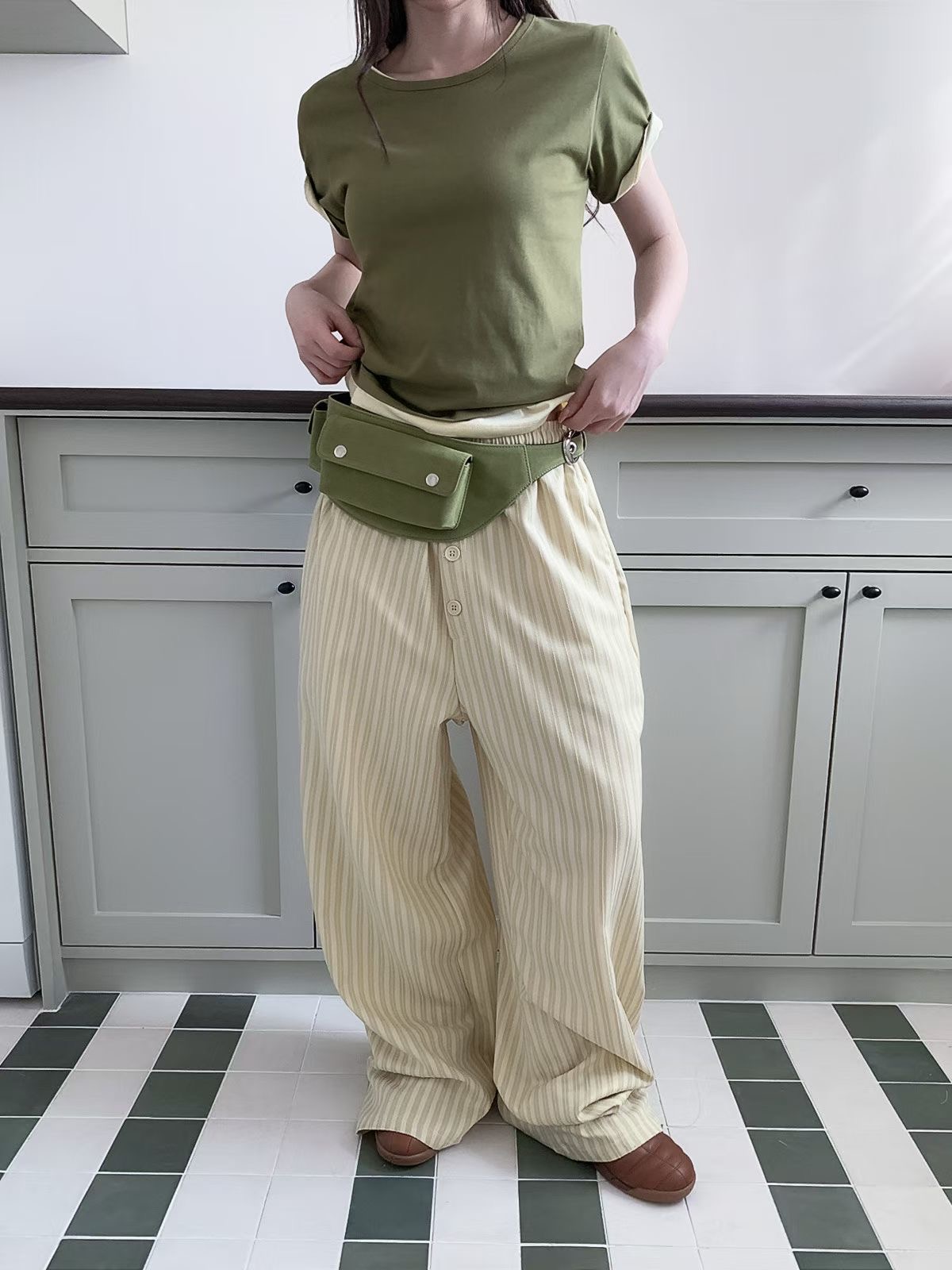 PEETS韓國代購女士新款人氣推薦職業熱賣時尚休閑褲不含腰包PEETS休閑褲