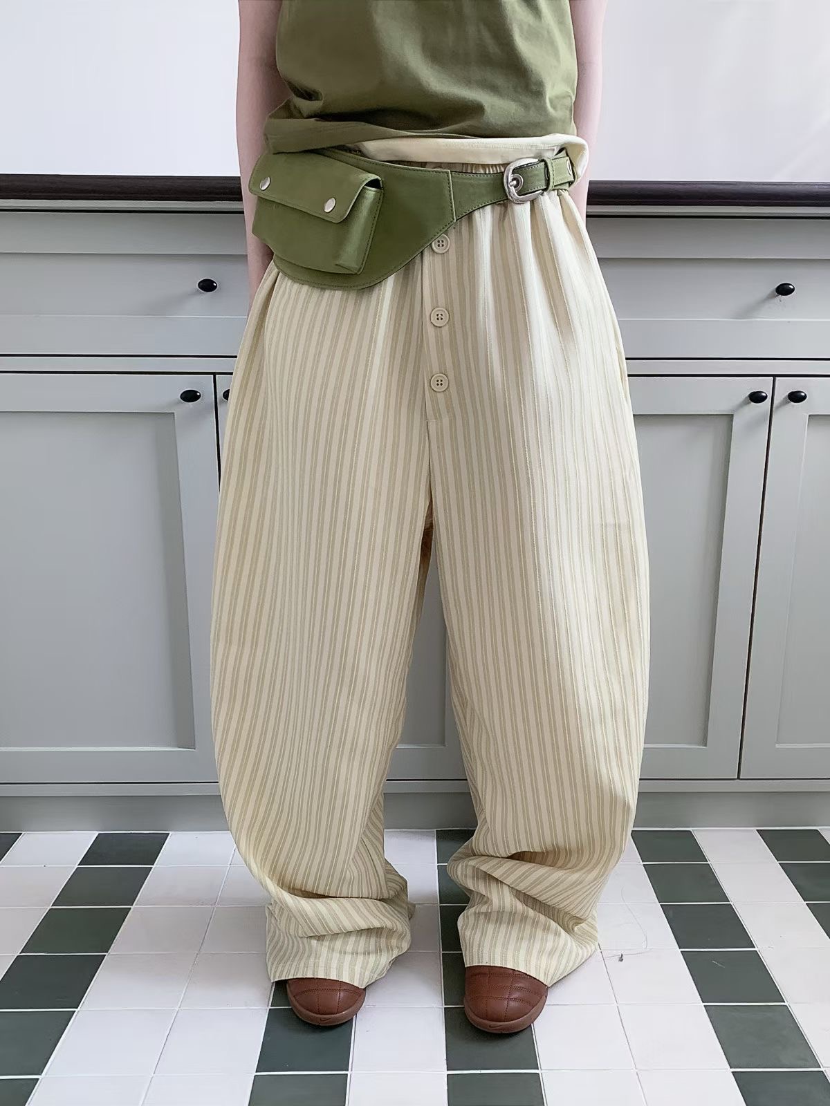 PEETS韓國代購女士新款人氣推薦職業熱賣時尚休閑褲不含腰包PEETS休閑褲圖色1