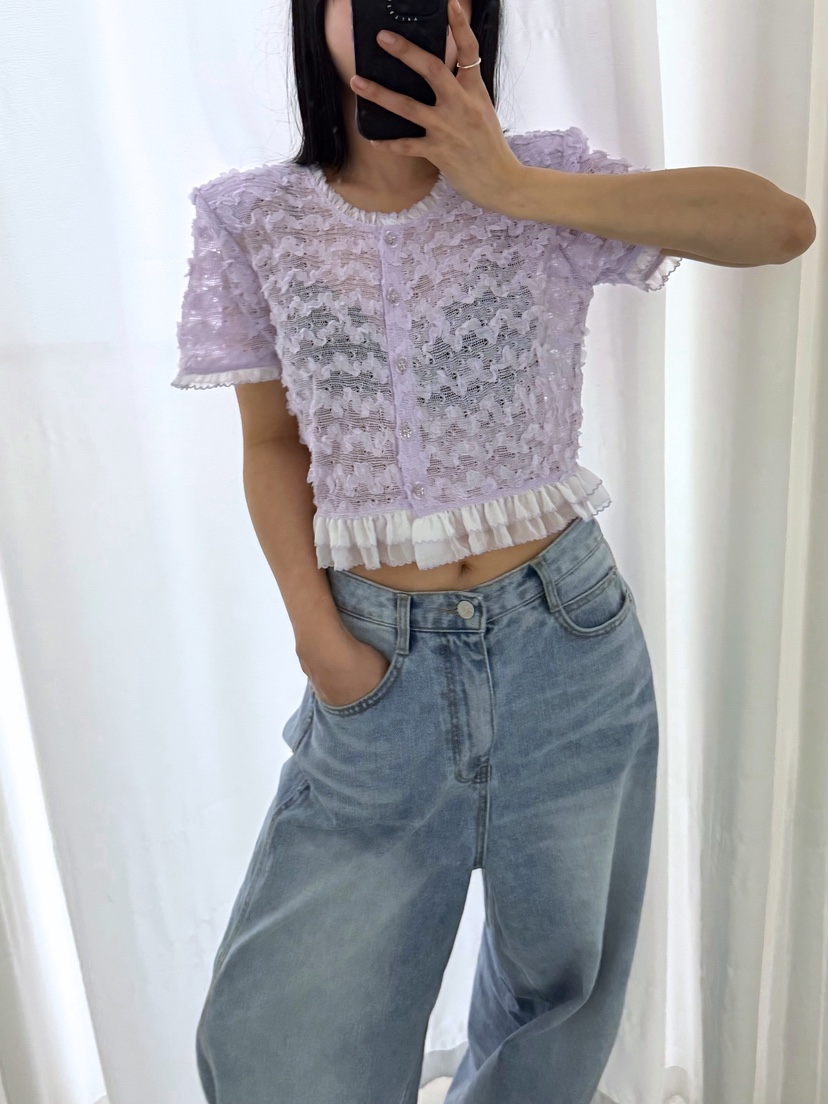 AB東大門實拍女裝新款熱賣26春夏時尚推薦休閑襯衫蕾絲衫AB襯衫/蕾絲衫圖色1