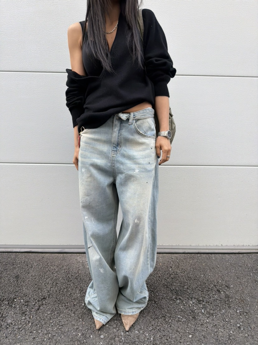 MENG東大門代購女士新品休閑真品人氣推薦26春夏牛仔褲復古MENG牛仔褲