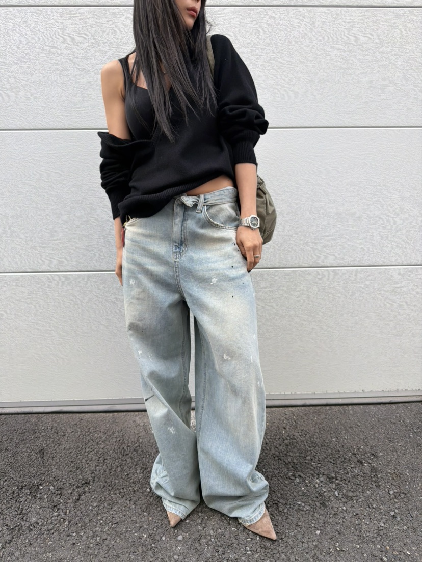 MENG東大門代購女士新品休閑真品人氣推薦26春夏牛仔褲復古MENG牛仔褲