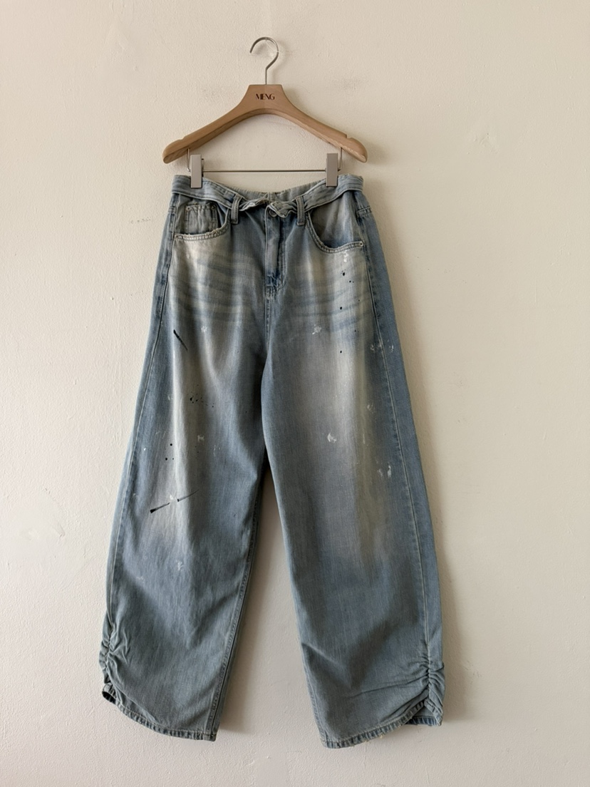 MENG東大門代購女士新品休閑真品人氣推薦26春夏牛仔褲復古MENG牛仔褲圖色1