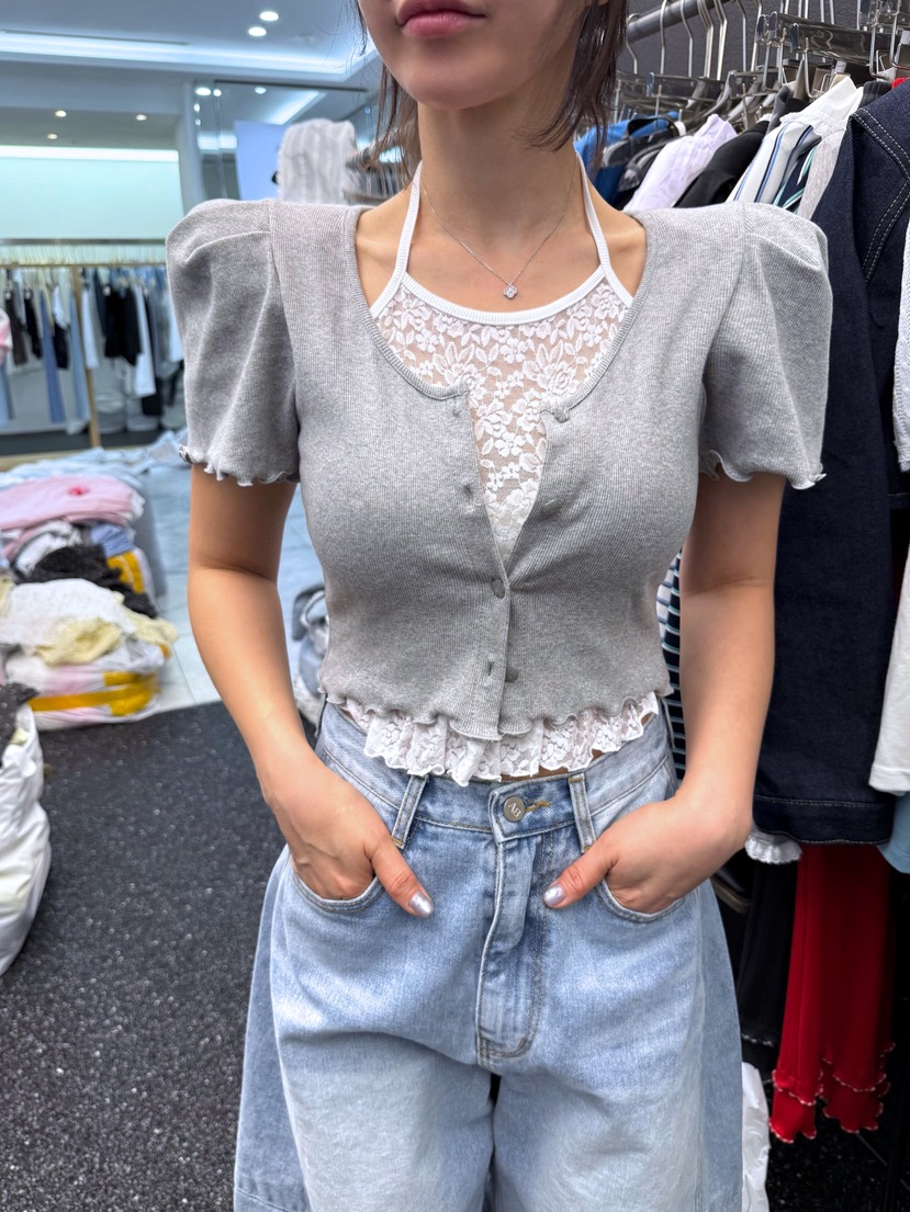 AB東大門實拍女裝新款人氣真品推薦26春夏時尚針織衫假兩件AB針織衫