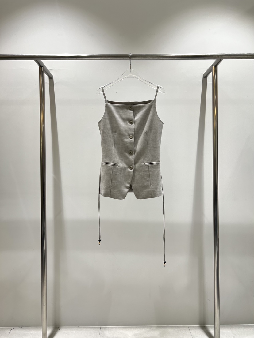 CESTLAVIE韓國東大門直郵女裝新款26春夏熱賣馬甲含腰繩亞麻CESTLAVIE馬甲圖色1