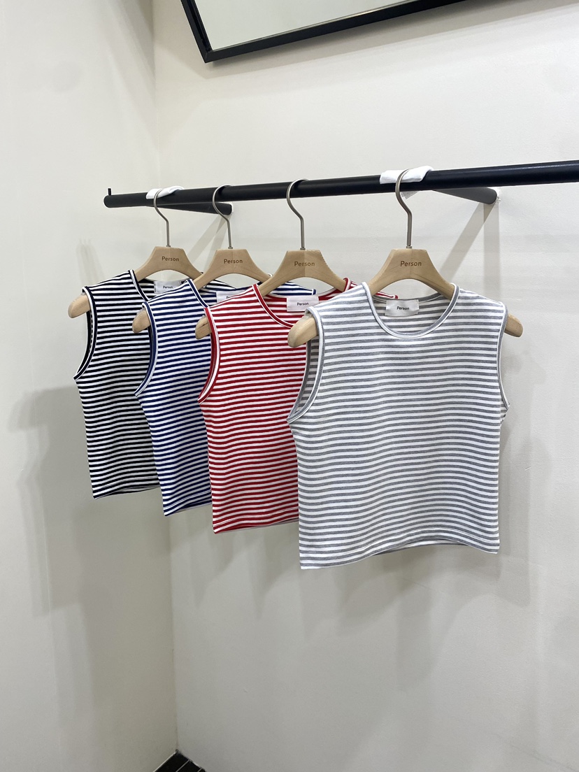 PERSON韓國東大門直郵女士新品時尚職業26春夏吊帶背心條紋PERSON吊帶/背心