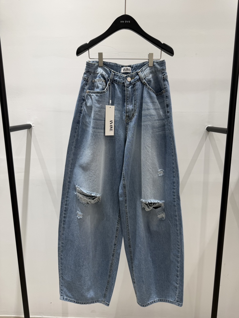 ANOVE韓國代購女士新品熱賣人氣休閑職業時尚26春夏牛仔褲復古ANOVE牛仔褲圖色1