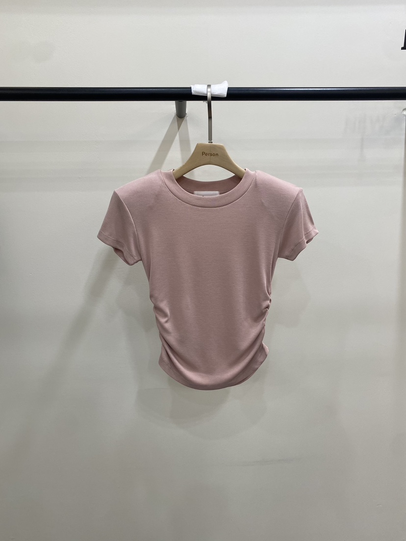 PERSON韓國代購女士新款推薦人氣休閑熱賣26春夏職業T恤褶皺PERSONT恤圖色2