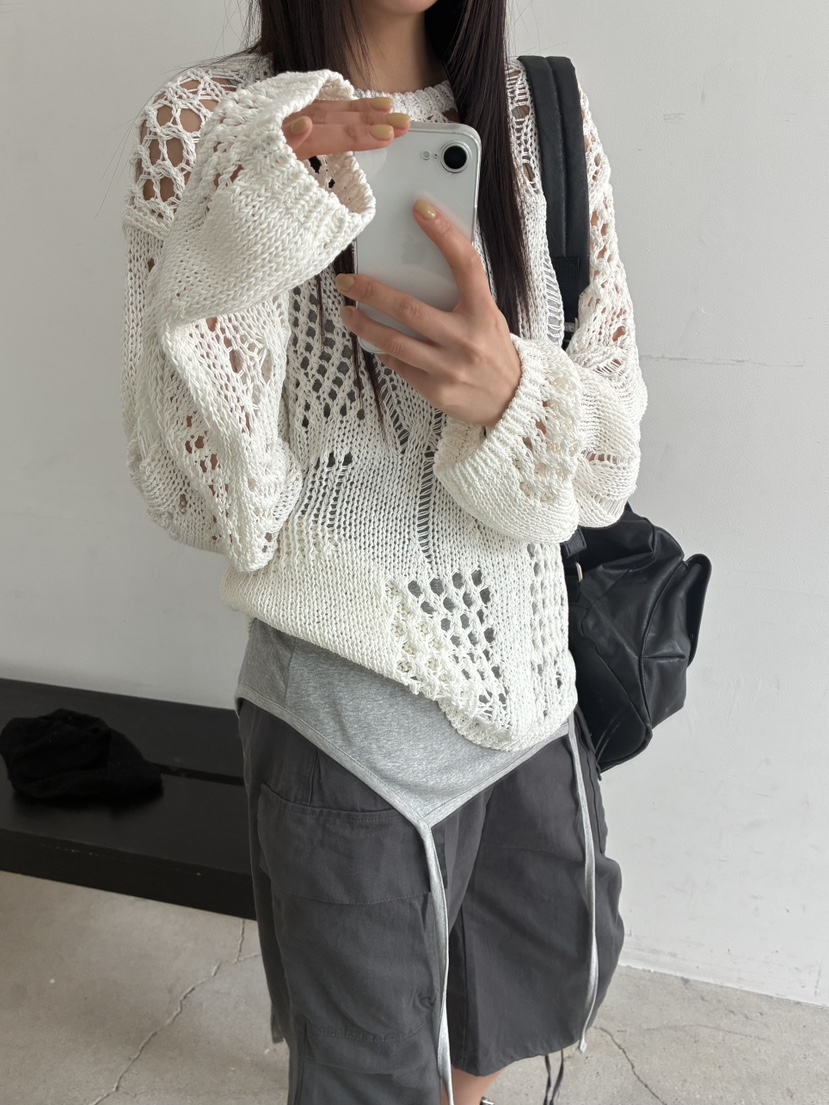 ACME韓國東大門代購女士新款職業26春夏熱賣針織衫鉤針編織ACME針織衫