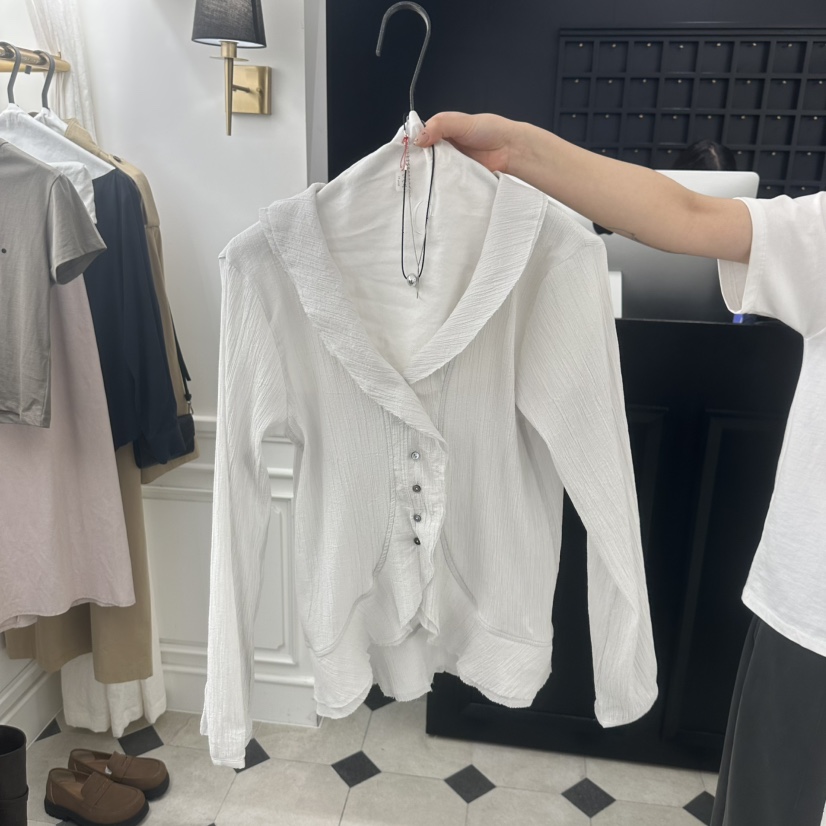 ETER韓國直郵女士新款推薦職業熱賣休閑時尚人氣襯衫蕾絲衫eter/VERSO襯衫/蕾絲衫圖色2灰色