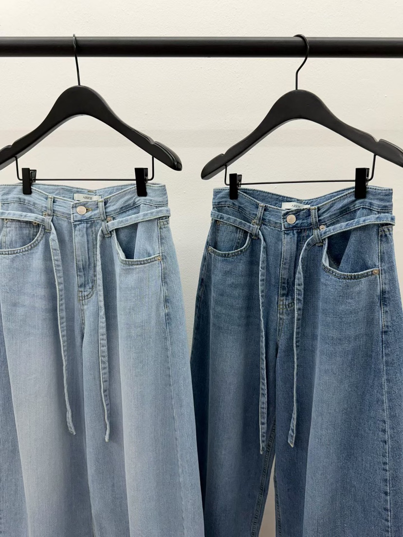 ARKIE/TAF韓國直郵實拍女裝新品時尚休閑人氣牛仔褲含腰帶ARKIE/TAF牛仔褲