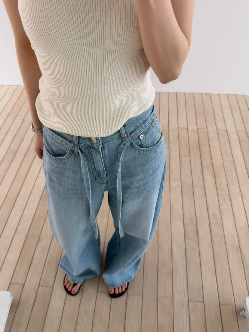 ARKIE/TAF韓國直郵實拍女裝新品時尚休閑人氣牛仔褲含腰帶ARKIE/TAF牛仔褲