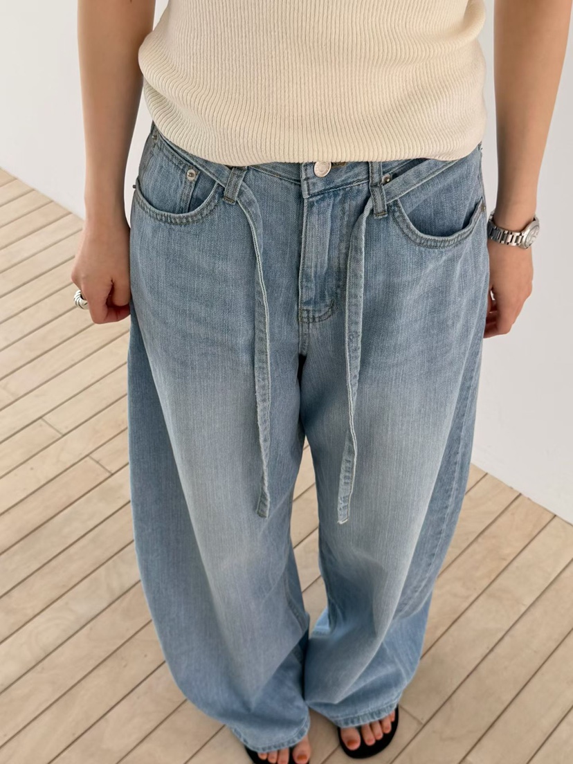 ARKIE/TAF韓國直郵實拍女裝新品時尚休閑人氣牛仔褲含腰帶ARKIE/TAF牛仔褲