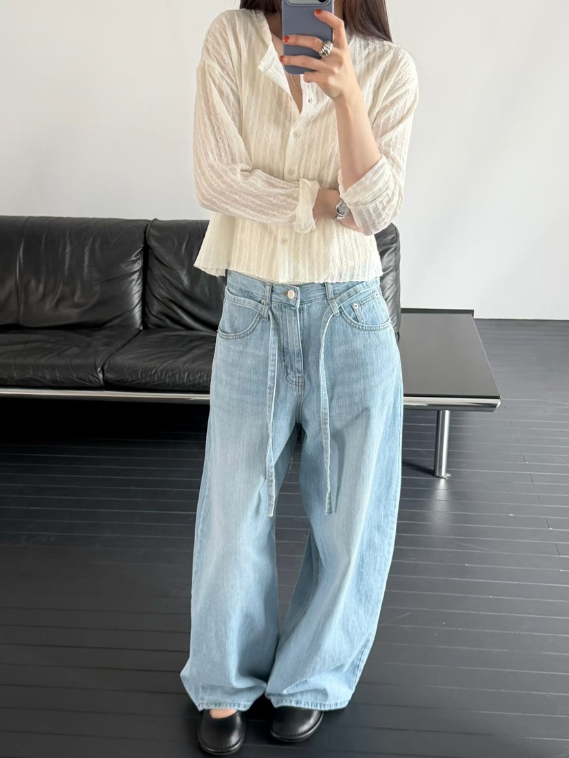 ARKIE/TAF韓國直郵實拍女裝新品時尚休閑人氣牛仔褲含腰帶ARKIE/TAF牛仔褲