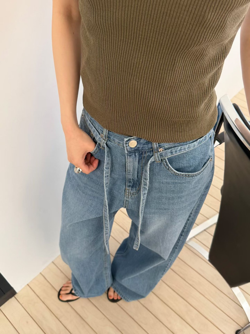 ARKIE/TAF韓國直郵實拍女裝新品時尚休閑人氣牛仔褲含腰帶ARKIE/TAF牛仔褲