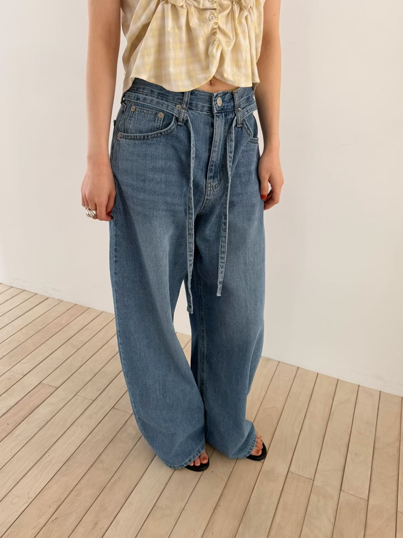 ARKIE/TAF韓國直郵實拍女裝新品時尚休閑人氣牛仔褲含腰帶ARKIE/TAF牛仔褲