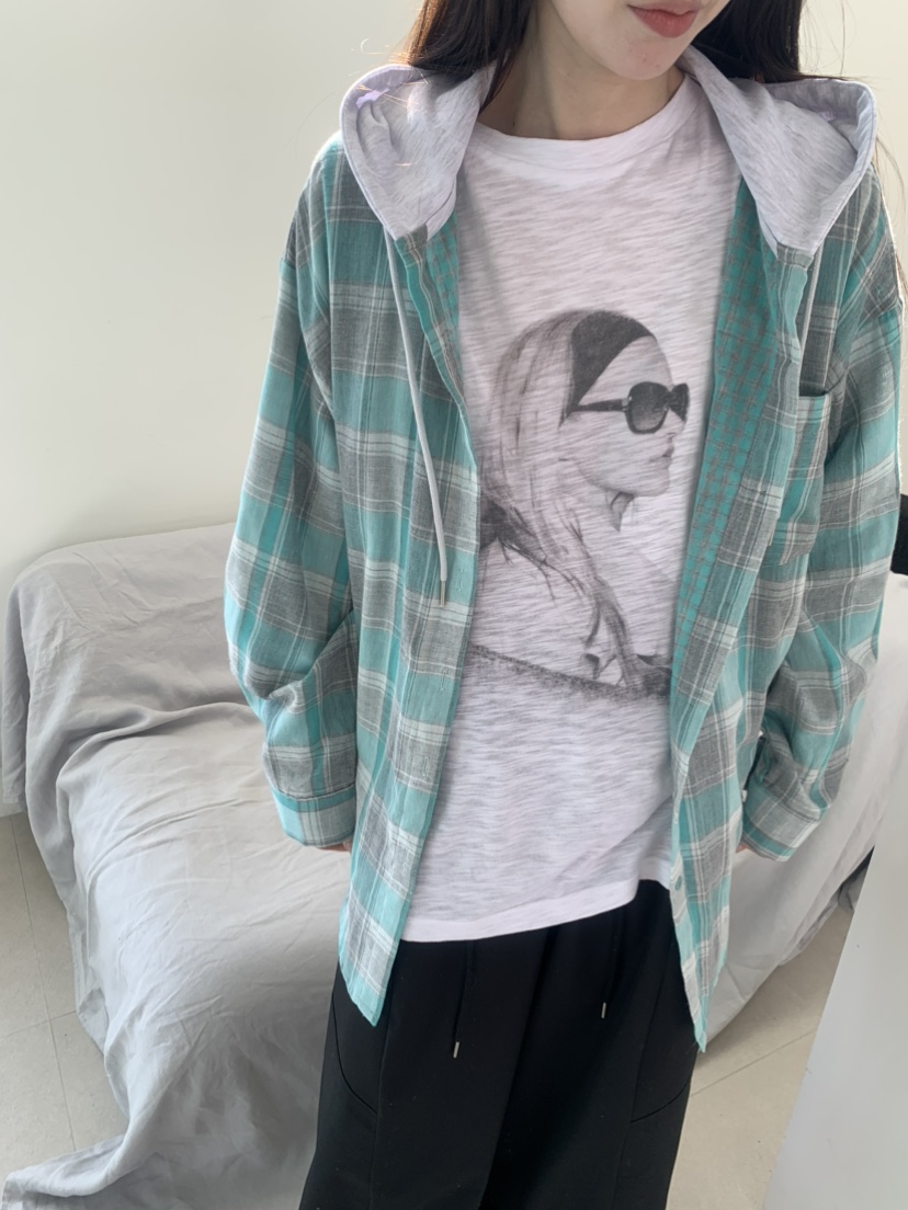 LE AVE韓國直郵實拍女裝新款職業休閑人氣襯衫蕾絲衫兜帽LE AVE襯衫/蕾絲衫