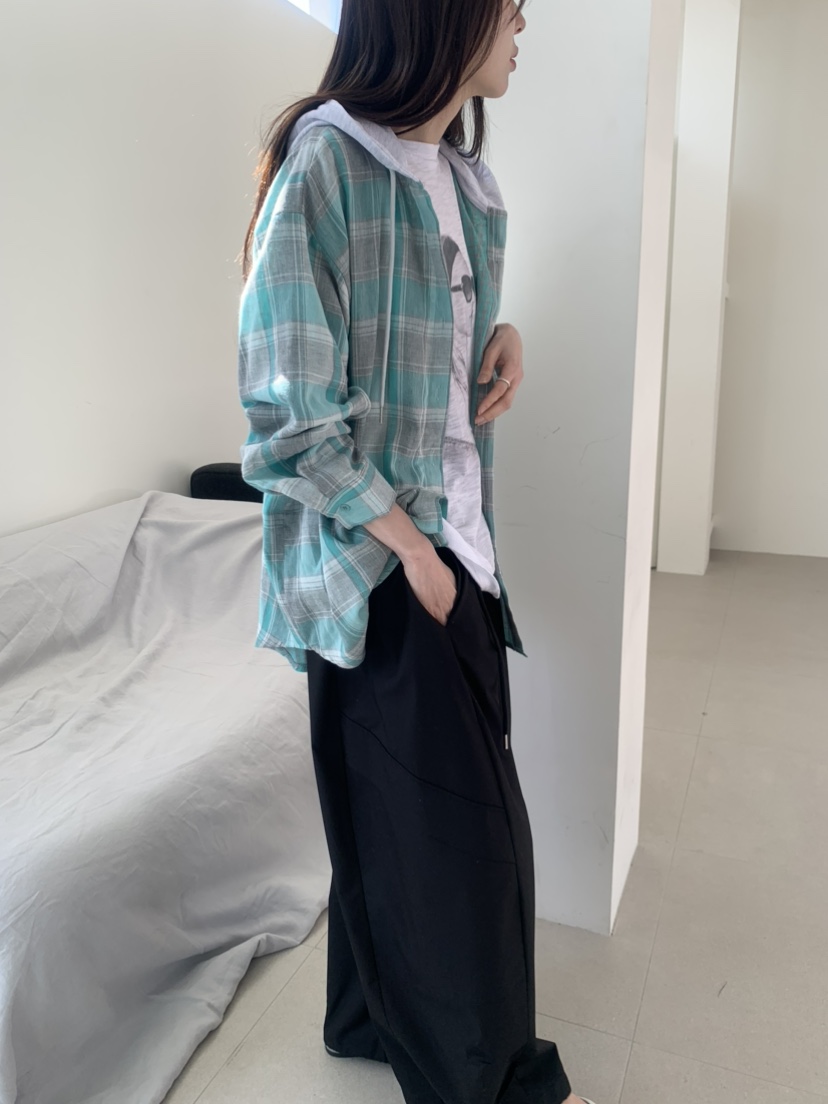 LE AVE韓國直郵實拍女裝新款職業休閑人氣襯衫蕾絲衫兜帽LE AVE襯衫/蕾絲衫