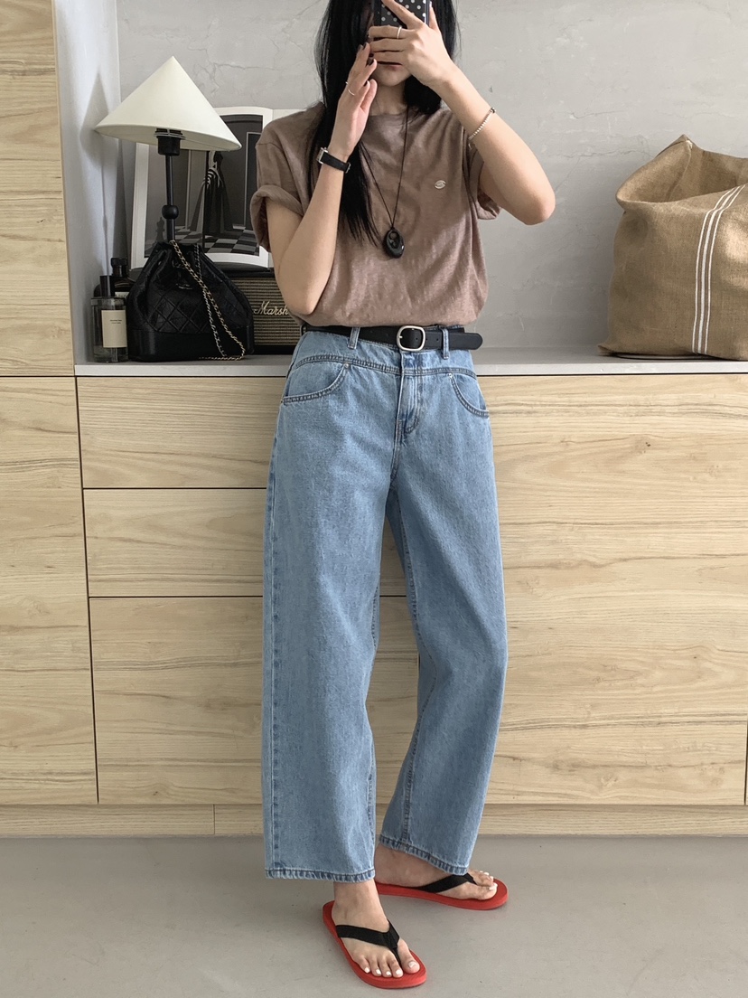 DAVICHI/D.SECOND韓國直郵實拍女士新品休閑牛仔褲含隨機腰帶DAVICHI/D.SECOND牛仔褲