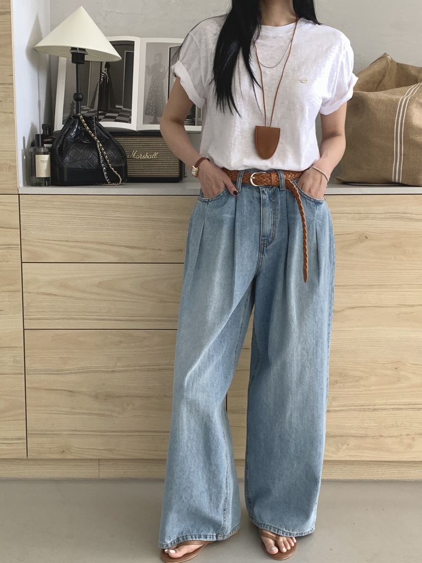 DAVICHI/D.SECOND韓國東大門直郵女裝新品推薦牛仔褲含腰帶DAVICHI/D.SECOND牛仔褲