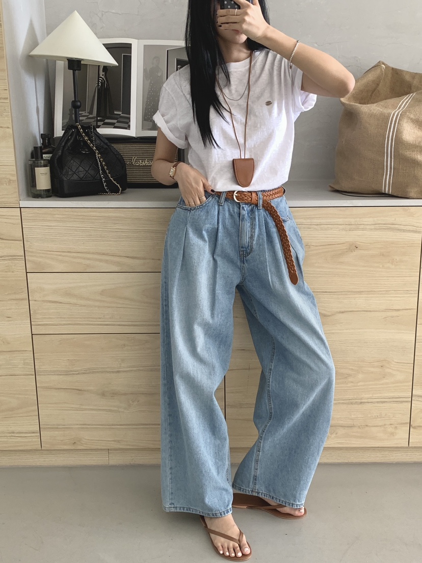 DAVICHI/D.SECOND韓國東大門直郵女裝新品推薦牛仔褲含腰帶DAVICHI/D.SECOND牛仔褲