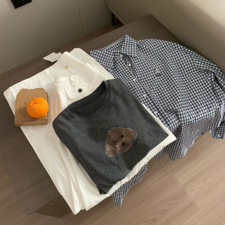 STAY HERE韓國直郵女士新品熱賣26春夏休閑職業人氣T恤鴨STAY HERET恤