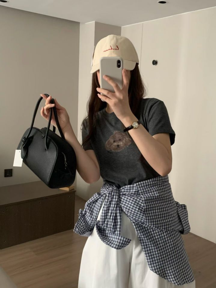 STAY HERE韓國直郵女士新品熱賣26春夏休閑職業人氣T恤鴨STAY HERET恤圖色2