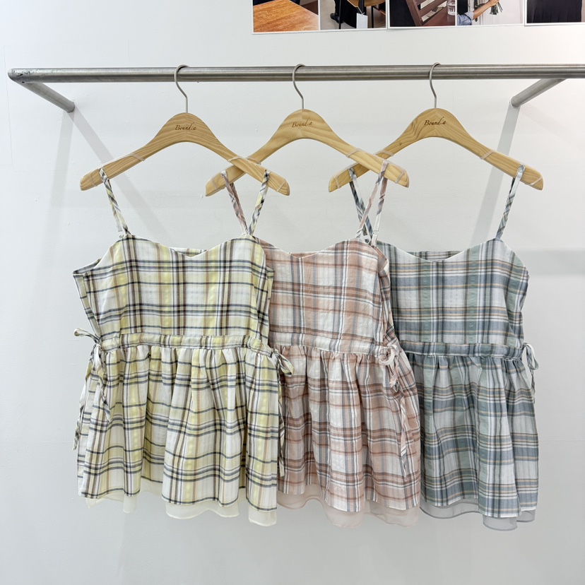 BOUND.A韓國直郵女士新款休閑熱賣人氣26春夏吊帶背心格子BOUND.A吊帶/背心圖色3左三色