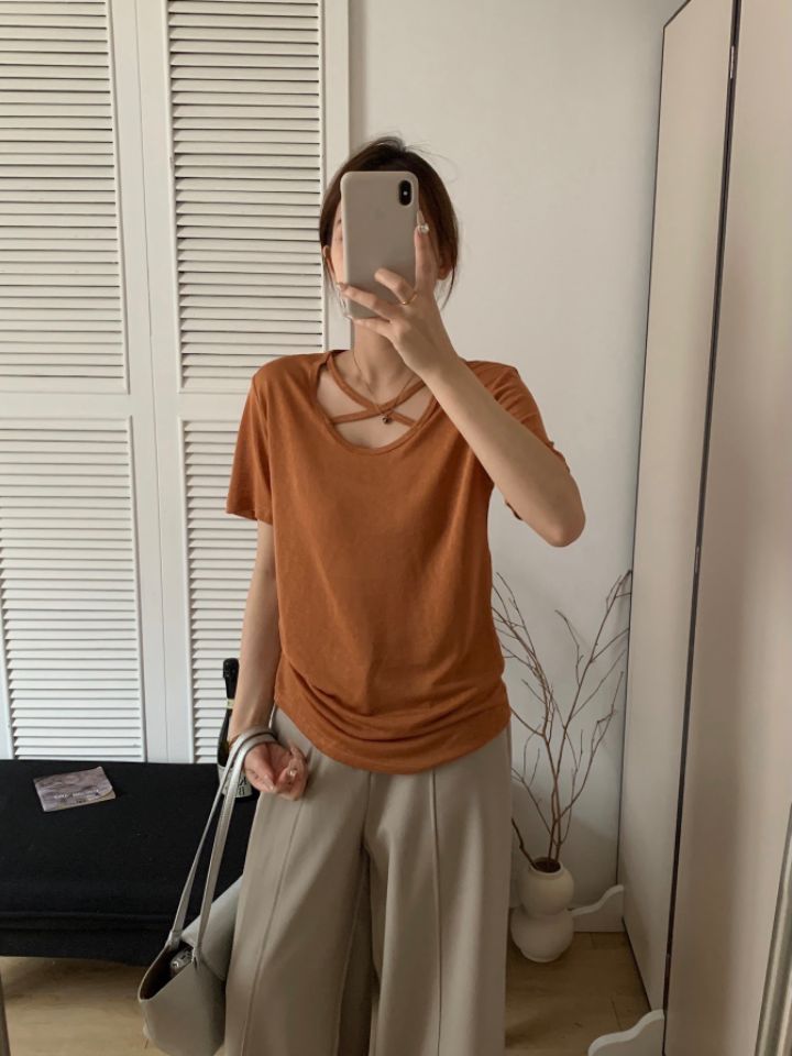 STAY HERE韓國東大門直郵女士新款時尚人氣26春夏T恤U領STAY HERET恤