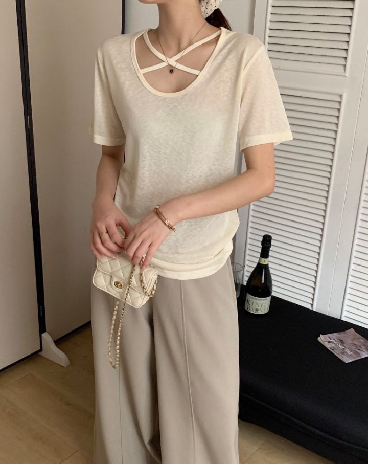 STAY HERE韓國東大門直郵女士新款時尚人氣26春夏T恤U領STAY HERET恤