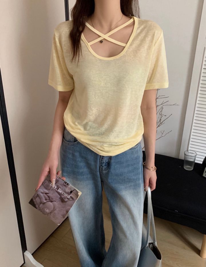 STAY HERE韓國東大門直郵女士新款時尚人氣26春夏T恤U領STAY HERET恤