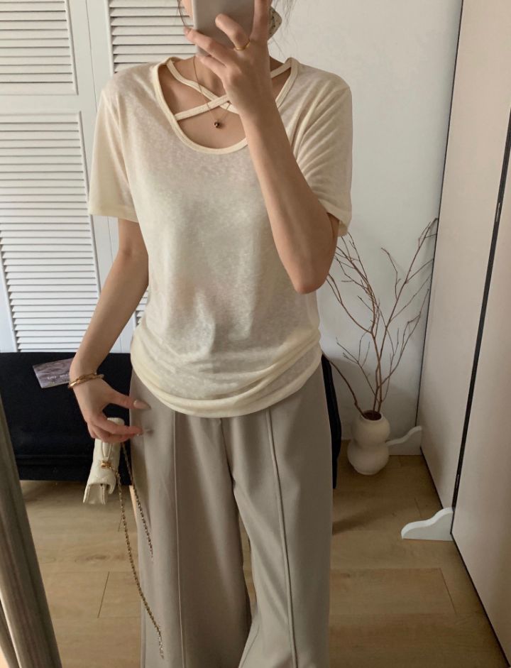 STAY HERE韓國東大門直郵女士新款時尚人氣26春夏T恤U領STAY HERET恤