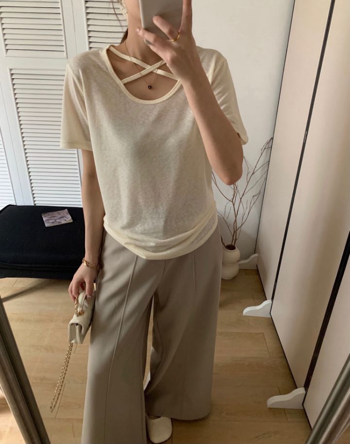 STAY HERE韓國東大門直郵女士新款時尚人氣26春夏T恤U領STAY HERET恤