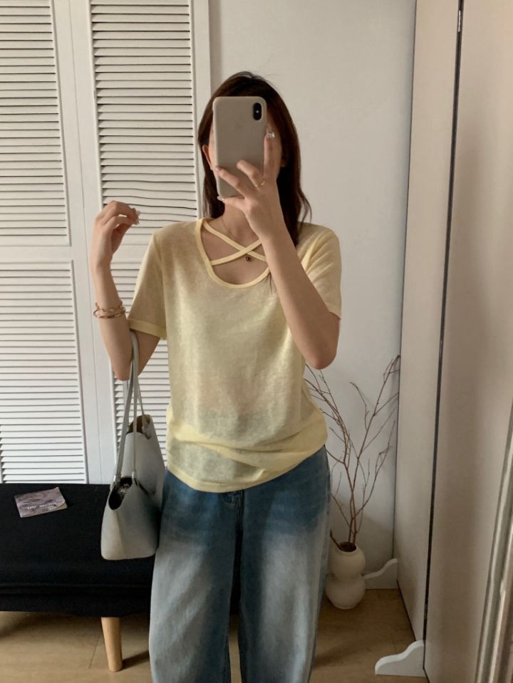 STAY HERE韓國東大門直郵女士新款時尚人氣26春夏T恤U領STAY HERET恤