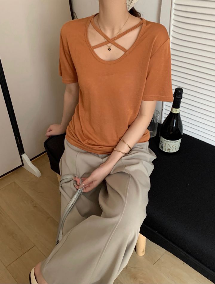 STAY HERE韓國東大門直郵女士新款時尚人氣26春夏T恤U領STAY HERET恤