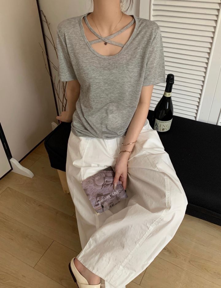 STAY HERE韓國東大門直郵女士新款時尚人氣26春夏T恤U領STAY HERET恤