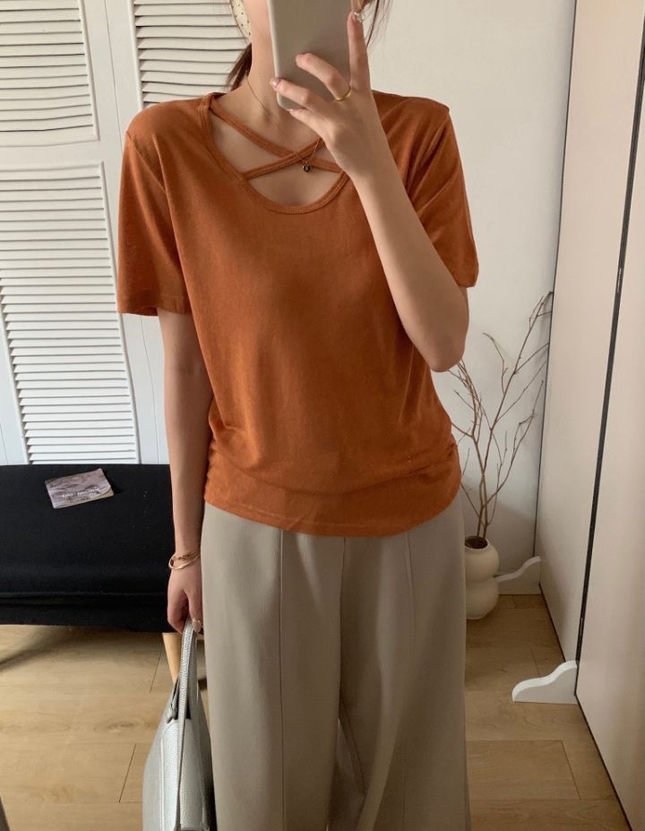 STAY HERE韓國東大門直郵女士新款時尚人氣26春夏T恤U領STAY HERET恤圖色1