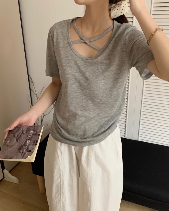 STAY HERE韓國東大門直郵女士新款時尚人氣26春夏T恤U領STAY HERET恤圖色4