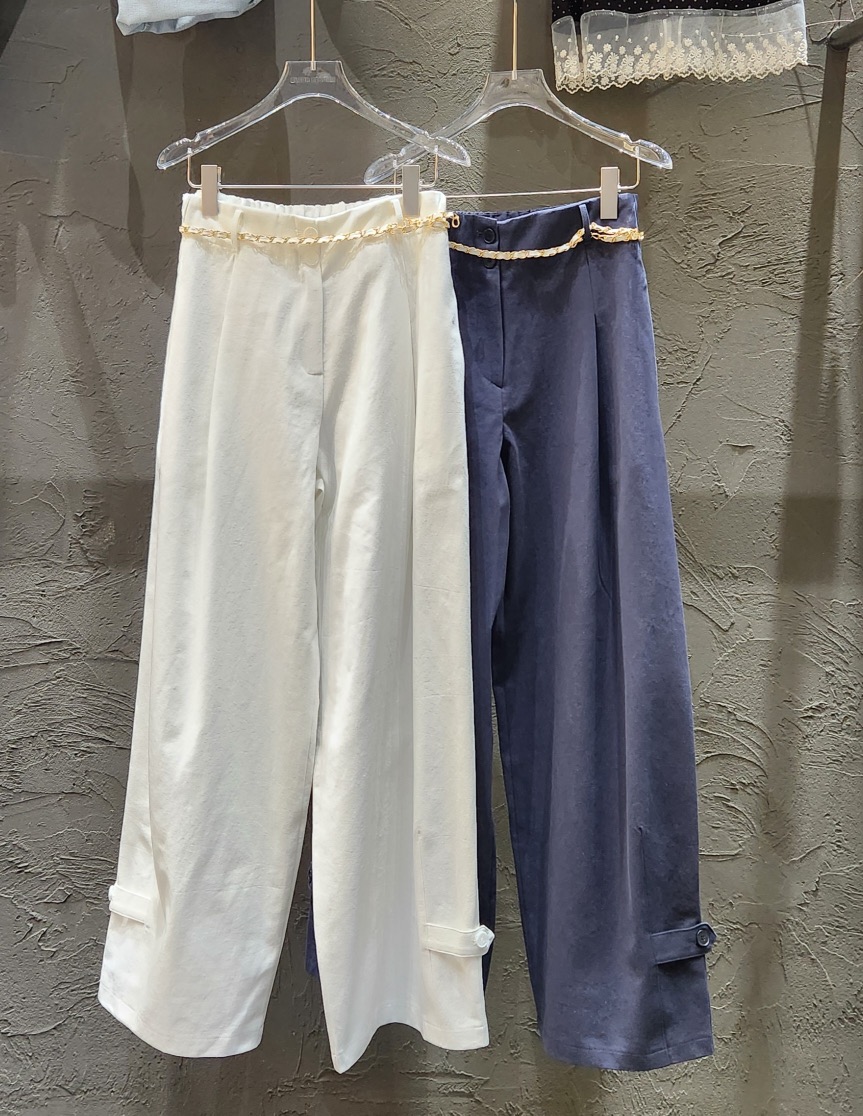 BLACK RIBBON-A韓國直郵女士新款26春夏休閑褲含腰帶褶裥BLACK RIBBON-A休閑褲