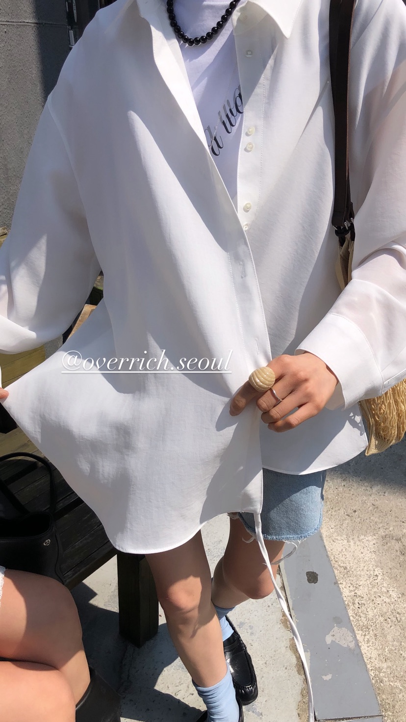 OVER RICH韓國代購女士新款26春夏時尚職業人氣襯衫蕾絲衫OVER RICH襯衫/蕾絲衫