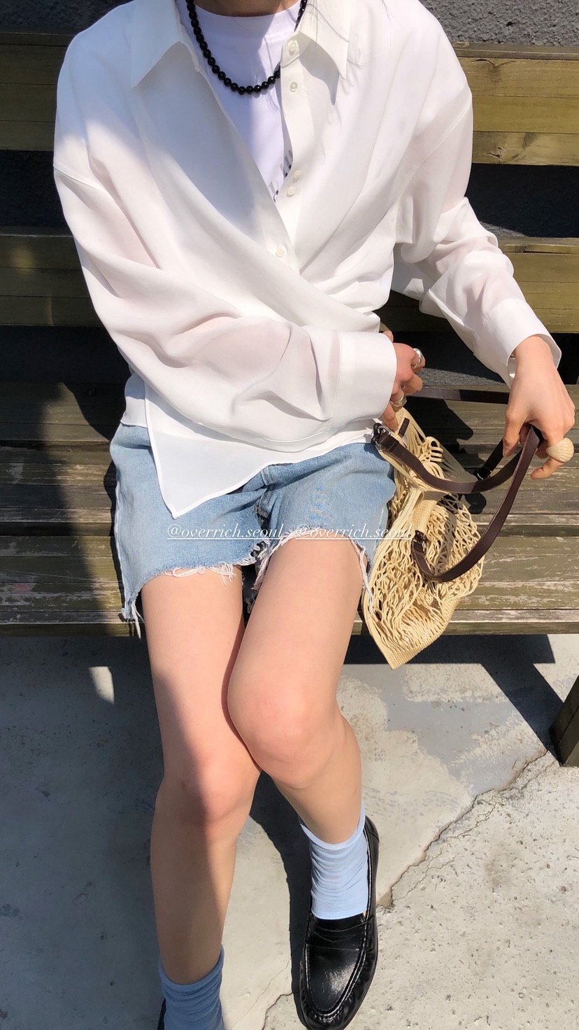 OVER RICH韓國代購女士新款26春夏時尚職業人氣襯衫蕾絲衫OVER RICH襯衫/蕾絲衫