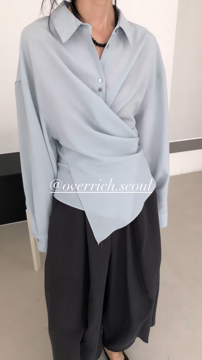 OVER RICH韓國代購女士新款26春夏時尚職業人氣襯衫蕾絲衫OVER RICH襯衫/蕾絲衫