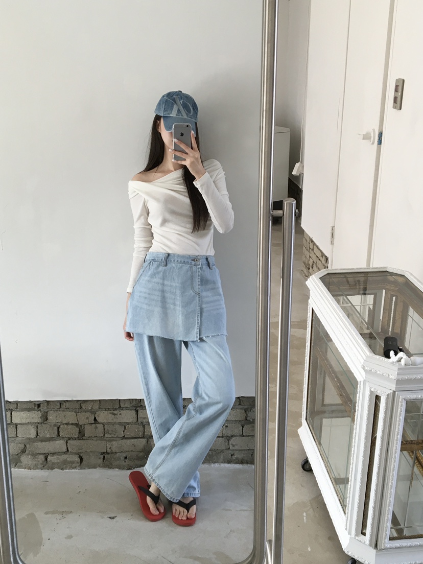 LEGACY韓國東大門直郵女士新品26春夏休閑時尚牛仔褲疊穿LEGACY牛仔褲