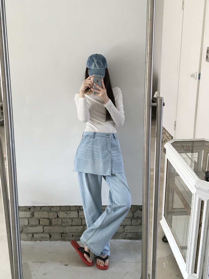 LEGACY韓國東大門直郵女士新品26春夏休閑時尚牛仔褲疊穿LEGACY牛仔褲